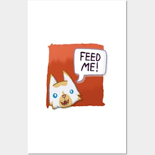 Feed Me! [Flame Point Cat With A Red Background] Posters and Art